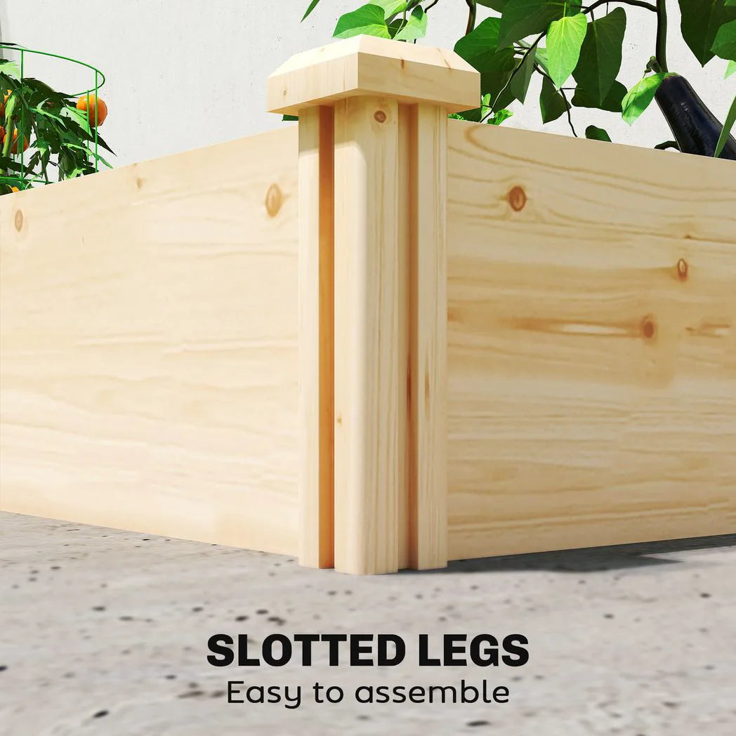 Outsunny Wooden Raised Garden Bed with Divider and Open Bottom – Planter Box for Flowers, Herbs and Vegetables