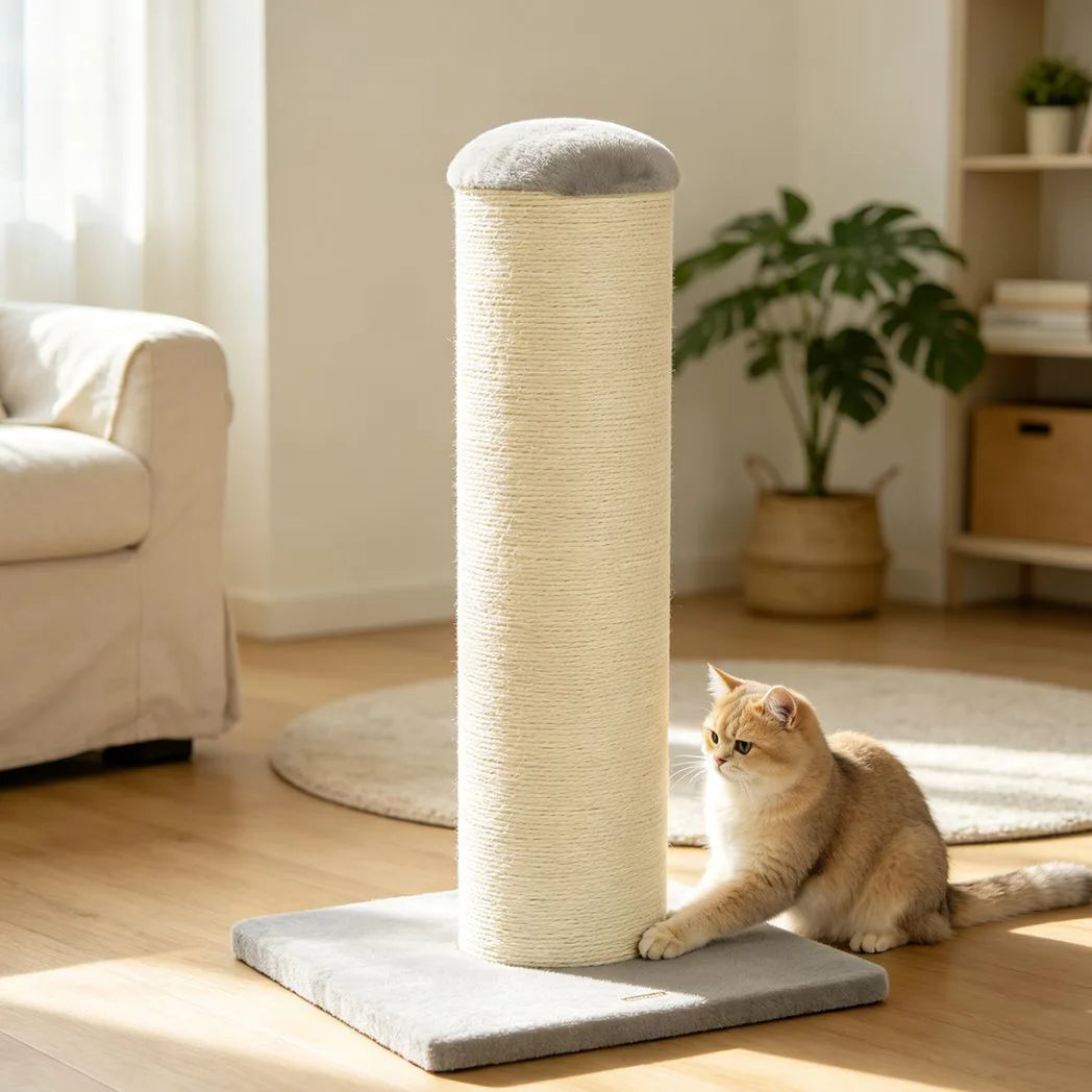 PawHut Cat Scratching Post, 76cm Tall Sisal Scratcher for Indoor Cats with Stable Base – Beige