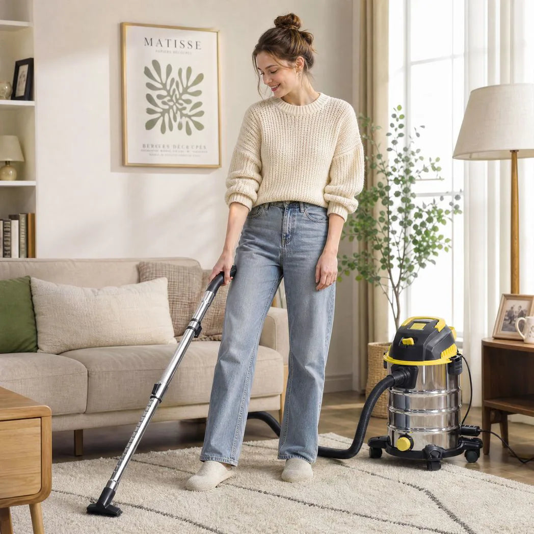 HOMCOM 1400W Wet and Dry Vacuum Cleaner with Blower Mode, 30L Stainless Steel Tank, 5-Layer Filter – Yellow