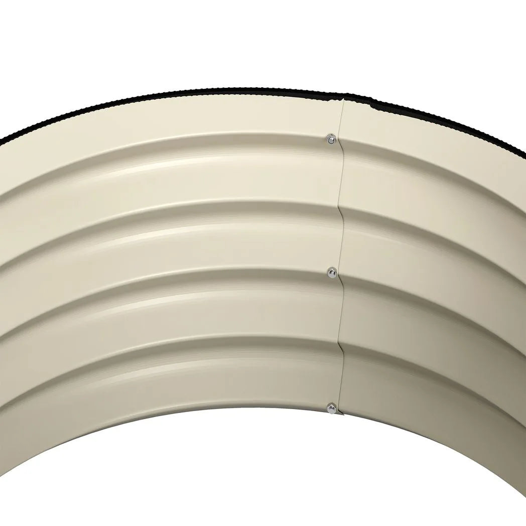 Outsunny Set of 2 Galvanised Raised Garden Beds with Safety Edging – Open-Bottom Planters, Cream White