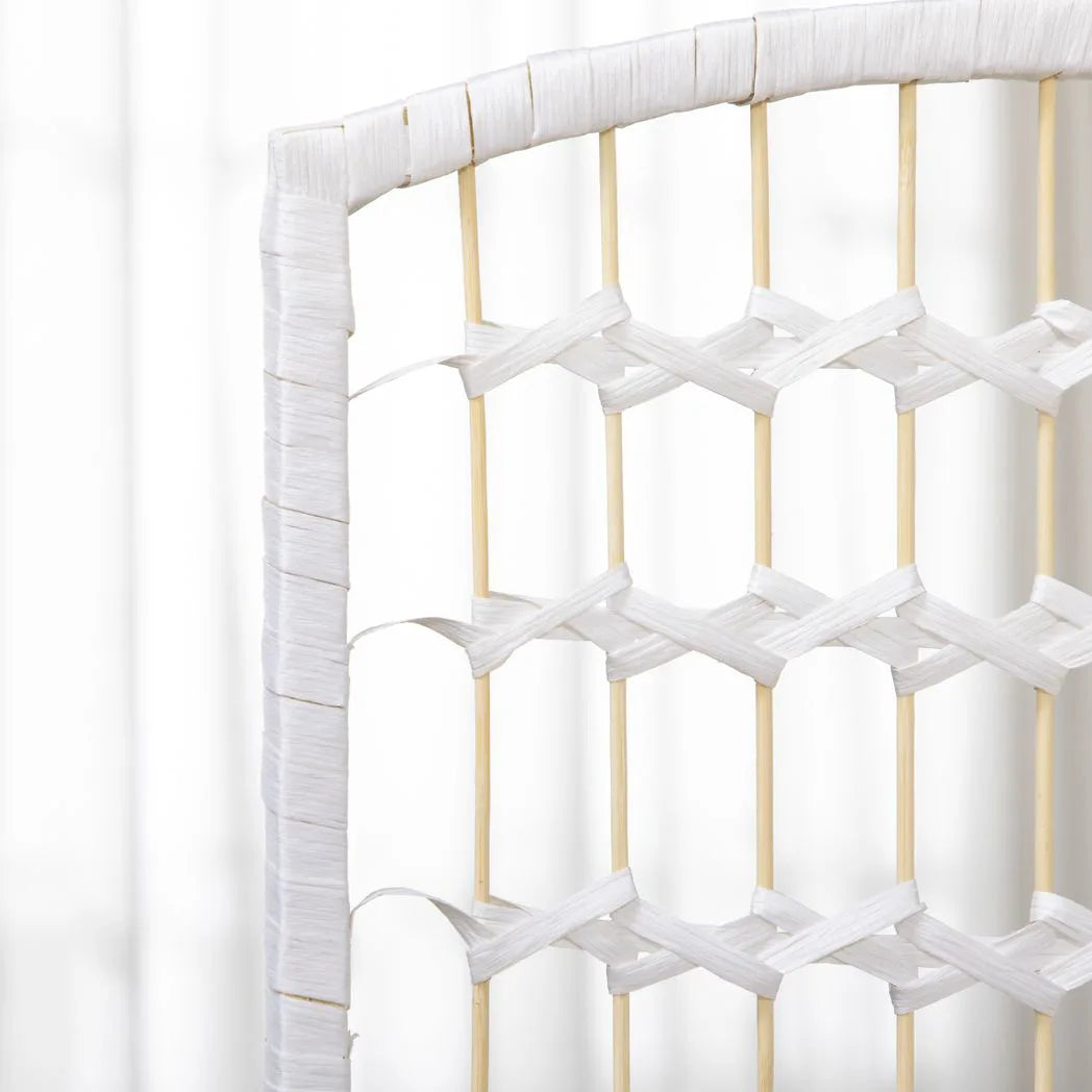 HOMCOM 3 Panel Folding Room Divider, Hand-Woven Paper Rope & Bamboo Privacy Screen – Living Room Partition