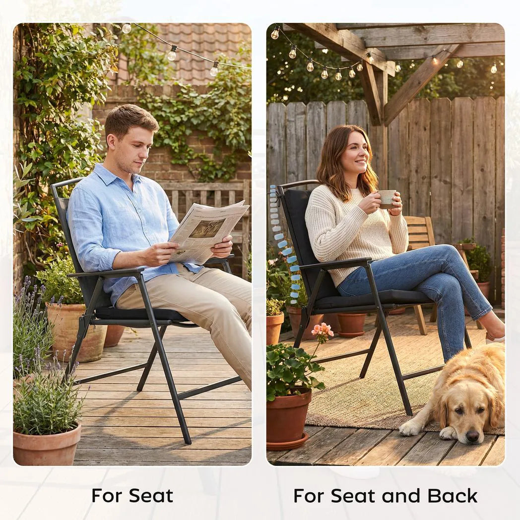 Outsunny Outdoor Seat Cushions, Set of 2 – 50 x 50 cm Water-Resistant Garden Seat Pads with Ties, 7 cm Thick, Black