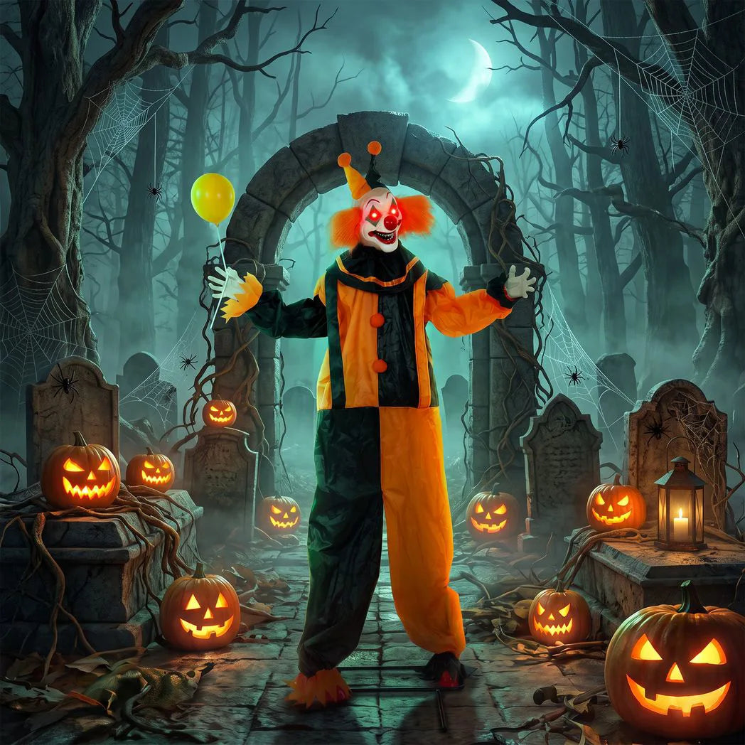 HOMCOM 190cm Life Size Animated Clown Halloween Decoration