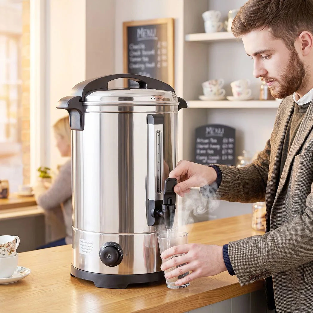HOMCOM 6.5L Catering Urn, 1500W Stainless Steel Hot Water Boiler with Thermostat and Keep Warm Function