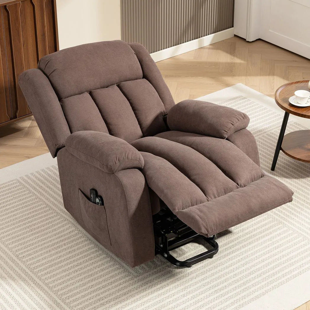 HOMCOM Power Lift Recliner Chair with Vibration Massage and Remote – Riser Chair for Elderly, Dark Brown