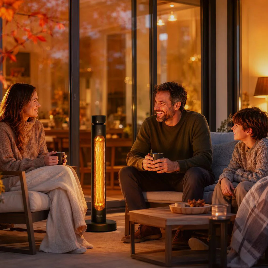 Outsunny 2000 W Free-Standing Oscillating Electric Infrared Patio Heater with Remote and Knob Control – Black