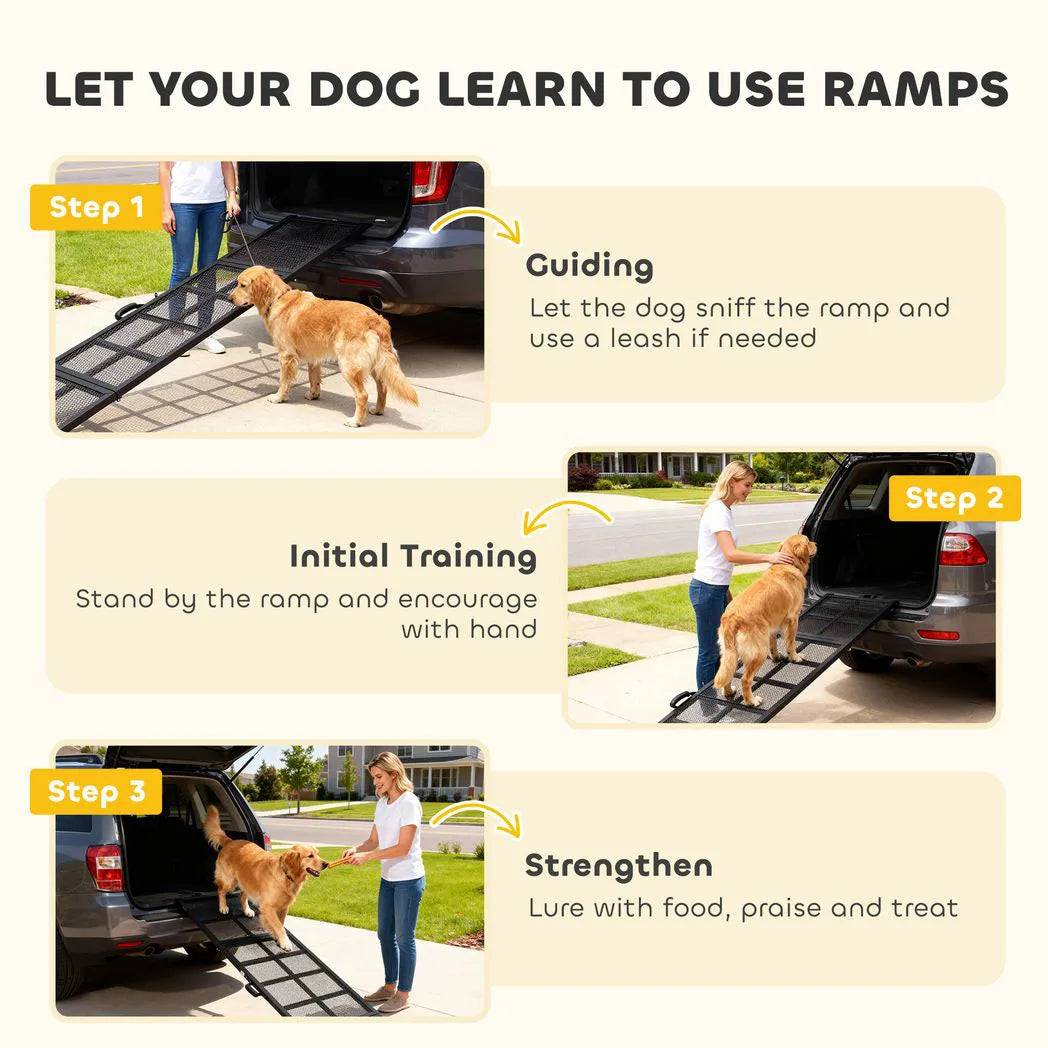 PawHut 191cm Extra Long Folding Dog Ramp with Non-Slip Surface – Car Pet Ramp for Large Dogs, Black