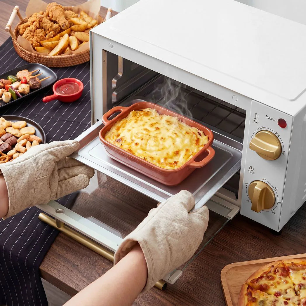 HOMCOM 9L Mini Oven with Adjustable Temperature & 60 Minute Timer – Countertop Toaster Oven Grill, White
