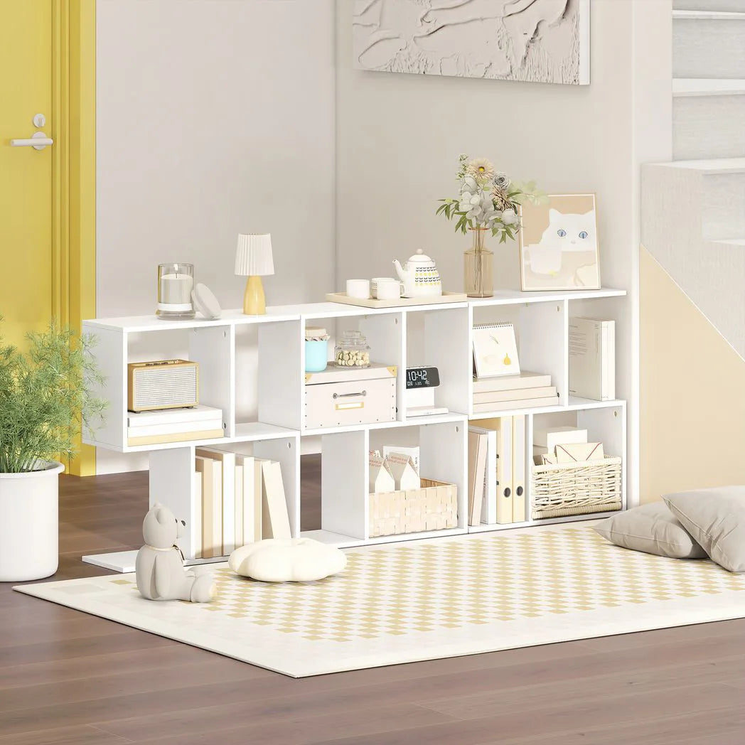 HOMCOM S-Shaped 3-Tier Narrow Side Table with Storage Shelves, 50W x 19.5D x 58H cm – Living Room End Table, White