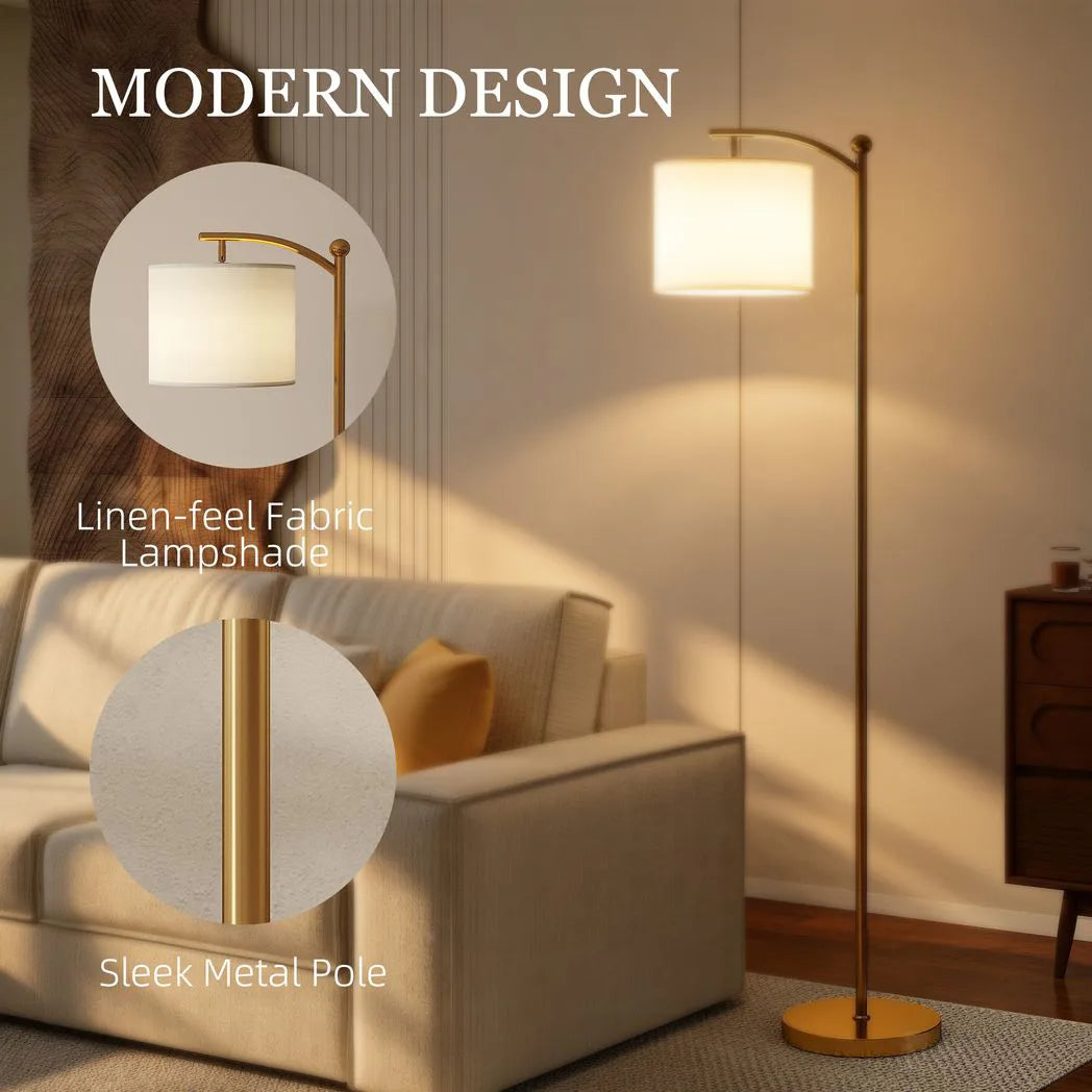 HOMCOM LED Floor Lamp with Remote Control – Gold Tone