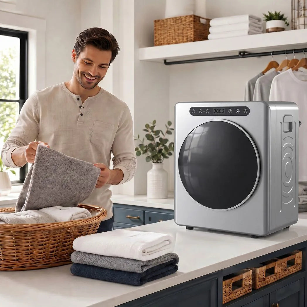 HOMCOM 5kg Compact Vented Tumble Dryer with 40–60°C Settings and Anti-Crease Function – Silver Tone