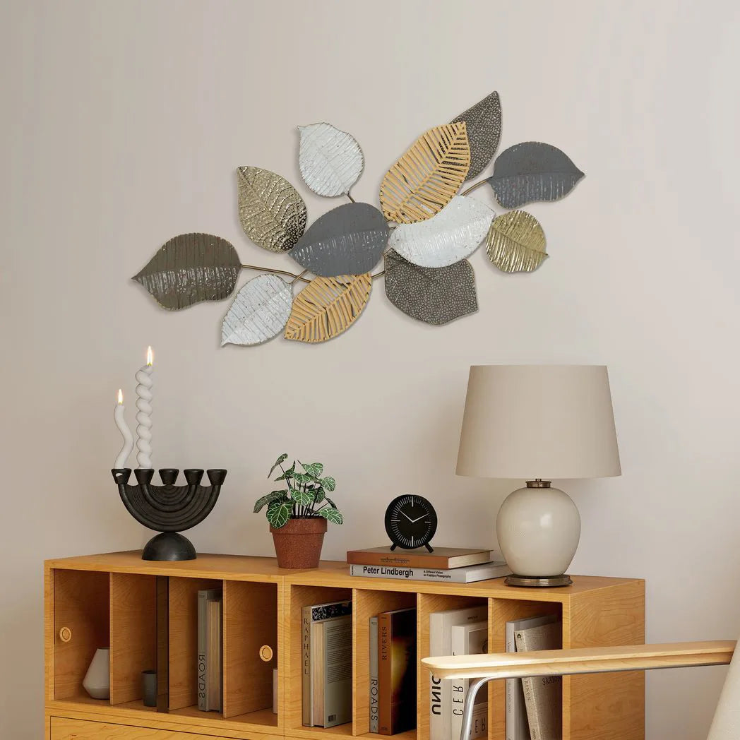 HOMCOM Leaf Design Metal Wall Art