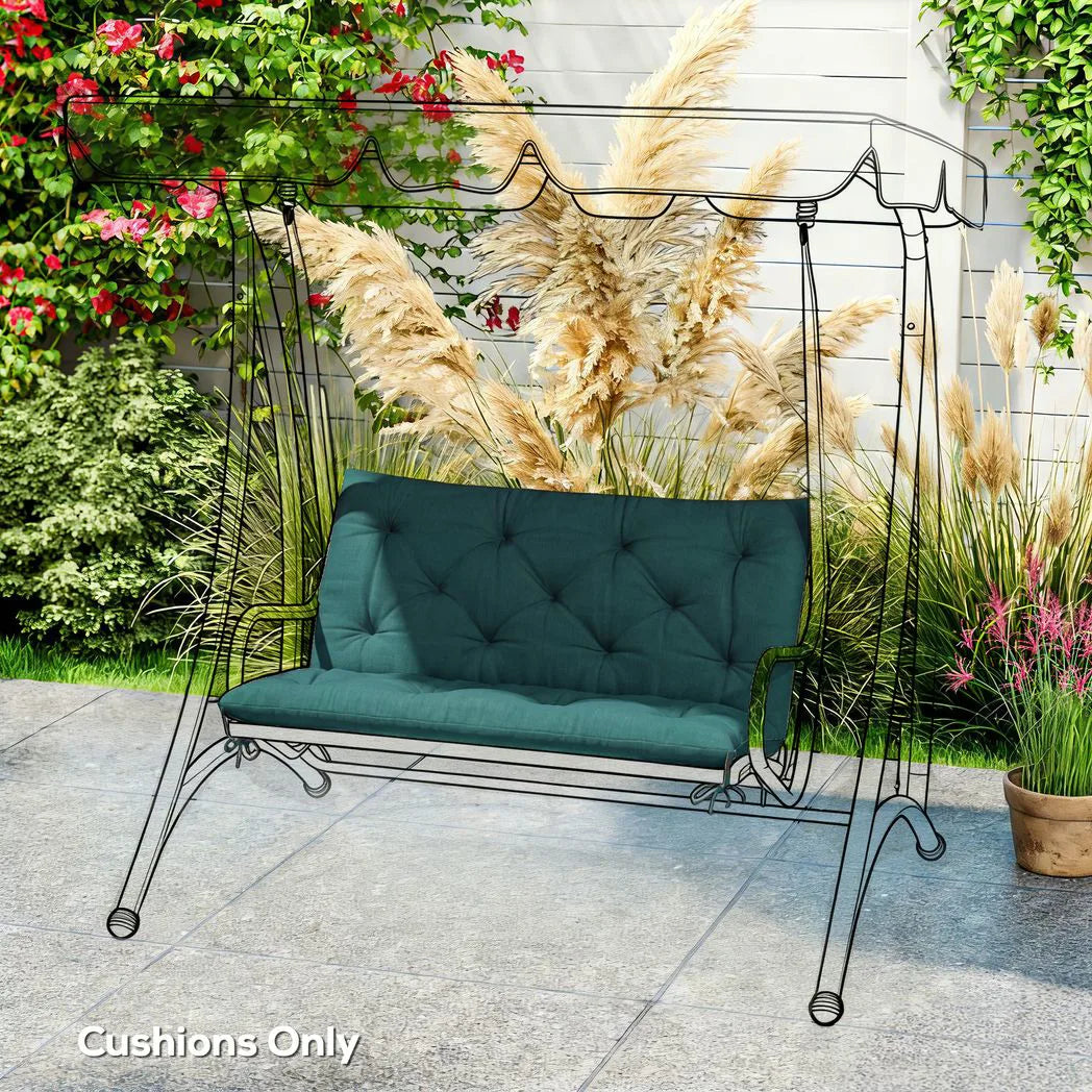 Outsunny 2 Seater Garden Bench Cushion with Backrest and Ties, Indoor and Outdoor, 98 x 100 cm, Green