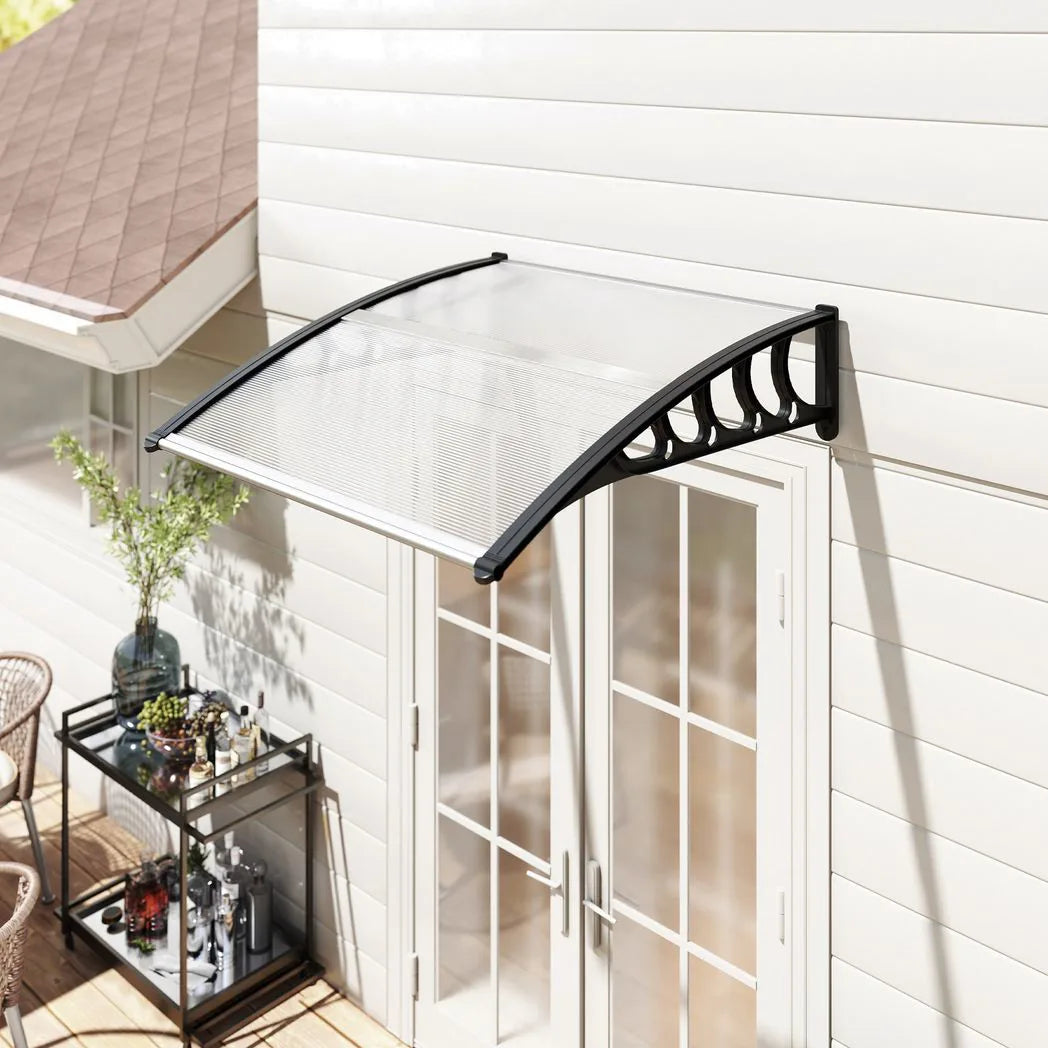 Outsunny Front Door Canopy with Polycarbonate Panels, 103 x 96.5cm – Outdoor Rain Shelter for Window and Porch, Clear