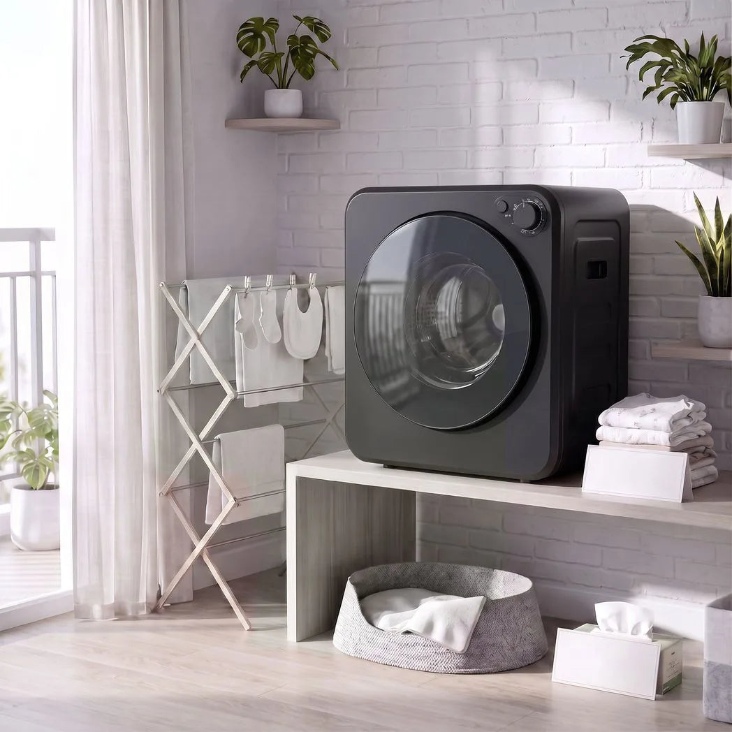 HOMCOM 4kg Front Load Tumble Dryer with 400W/800W Heat Settings – Compact Wall-Mount Laundry Dryer, Black