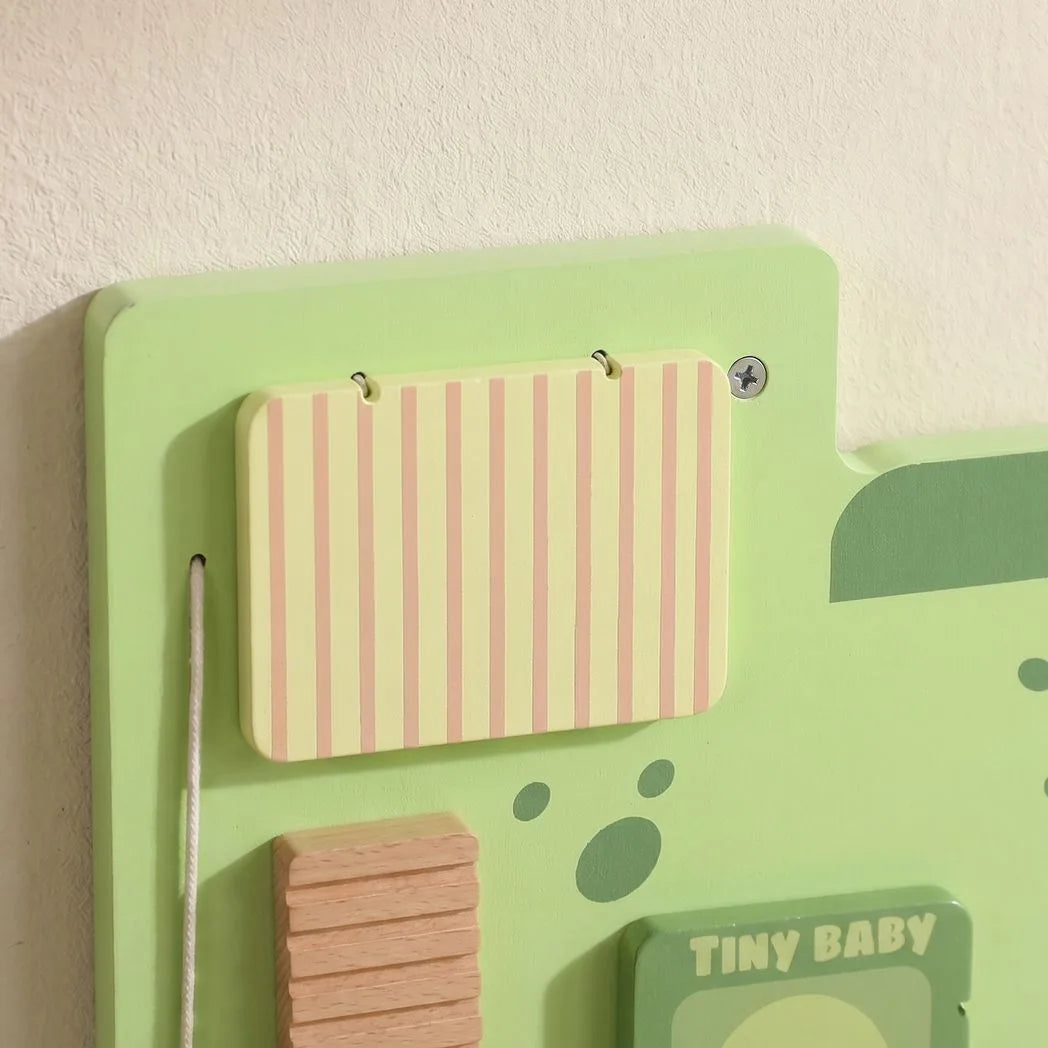 AIYAPLAY Wall Mounted Busy Board, 4 Panels with Xylophone – Montessori Inspired Toddler Learning, Green