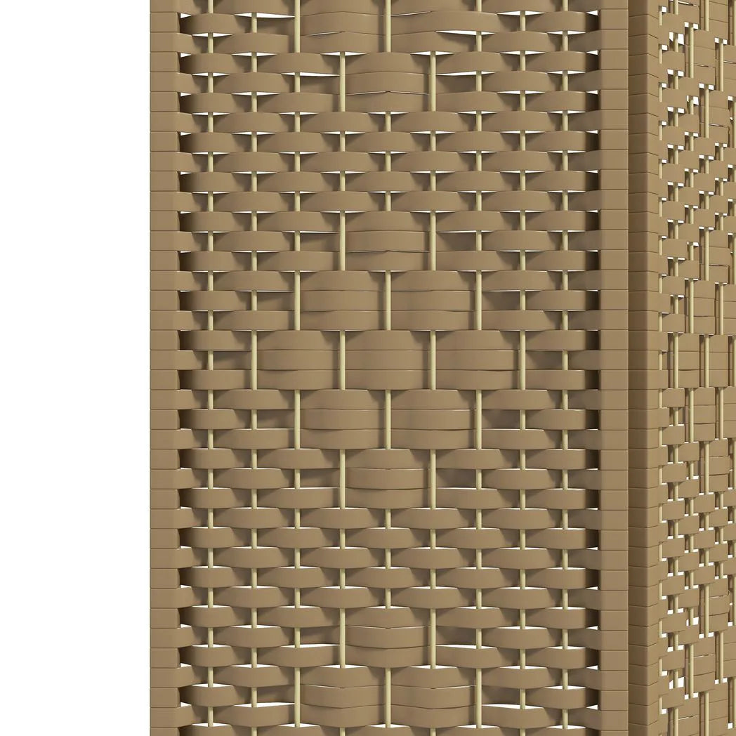 HOMCOM 3 Panel Folding Room Divider, Hand-Woven Paper Rope & Bamboo – Privacy Screen, Natural Wood