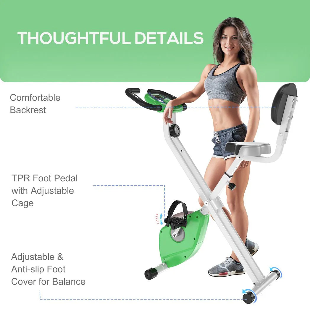 HOMCOM Folding Exercise Bike with 8-Level Magnetic Resistance, LCD Monitor & Pulse Sensor – Home Cardio, Green