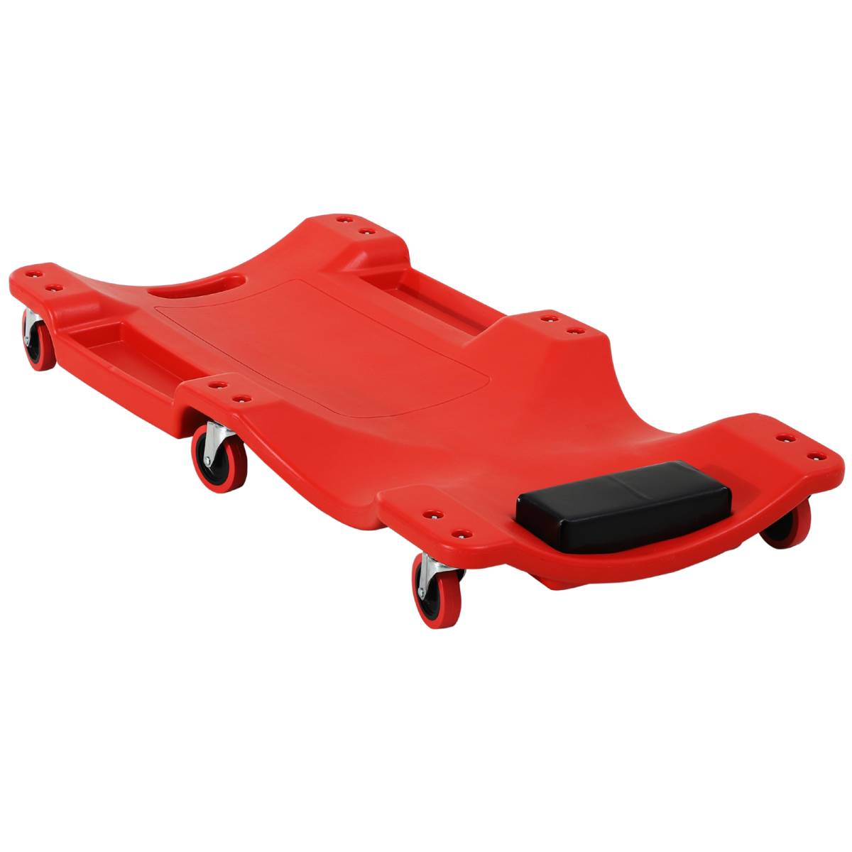 DURHAND Mechanic Creeper with 6 Castor Wheels, Padded Headrest & Tool Trays – Moulded Garage Workshop Creeper