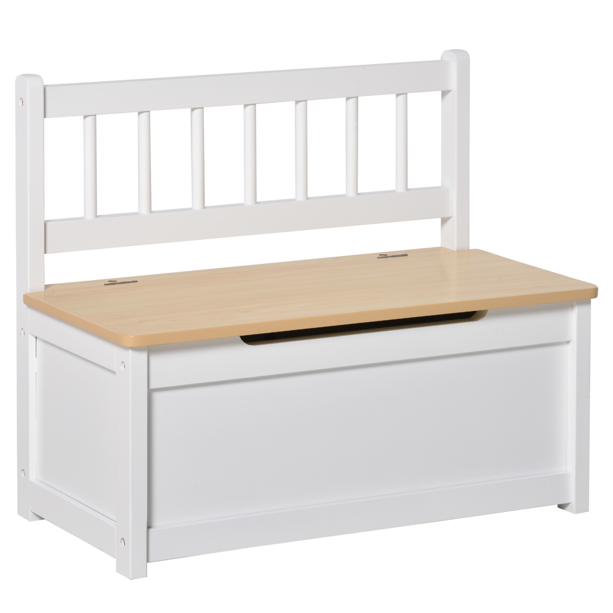 HOMCOM 2-in-1 Wooden Toy Box and Kids Seat Bench – Storage Chest, 60 x 30 x 50cm, White