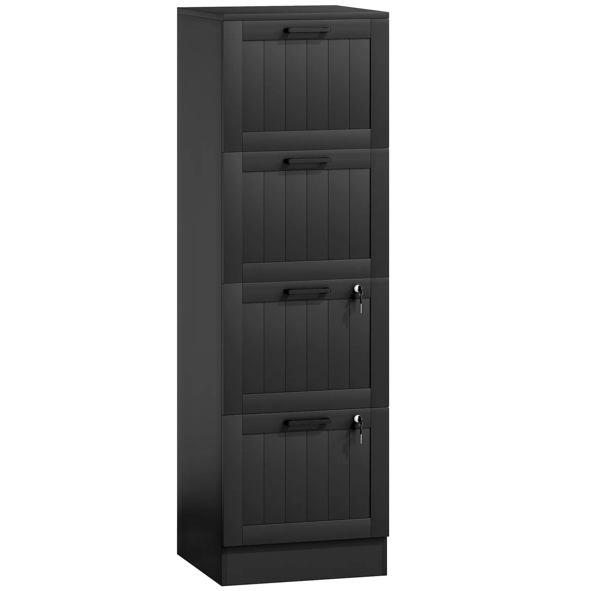 HOMCOM 4-Drawer Filing Cabinet with Lock & Adjustable Hanging Bars – Home Office Storage, Black