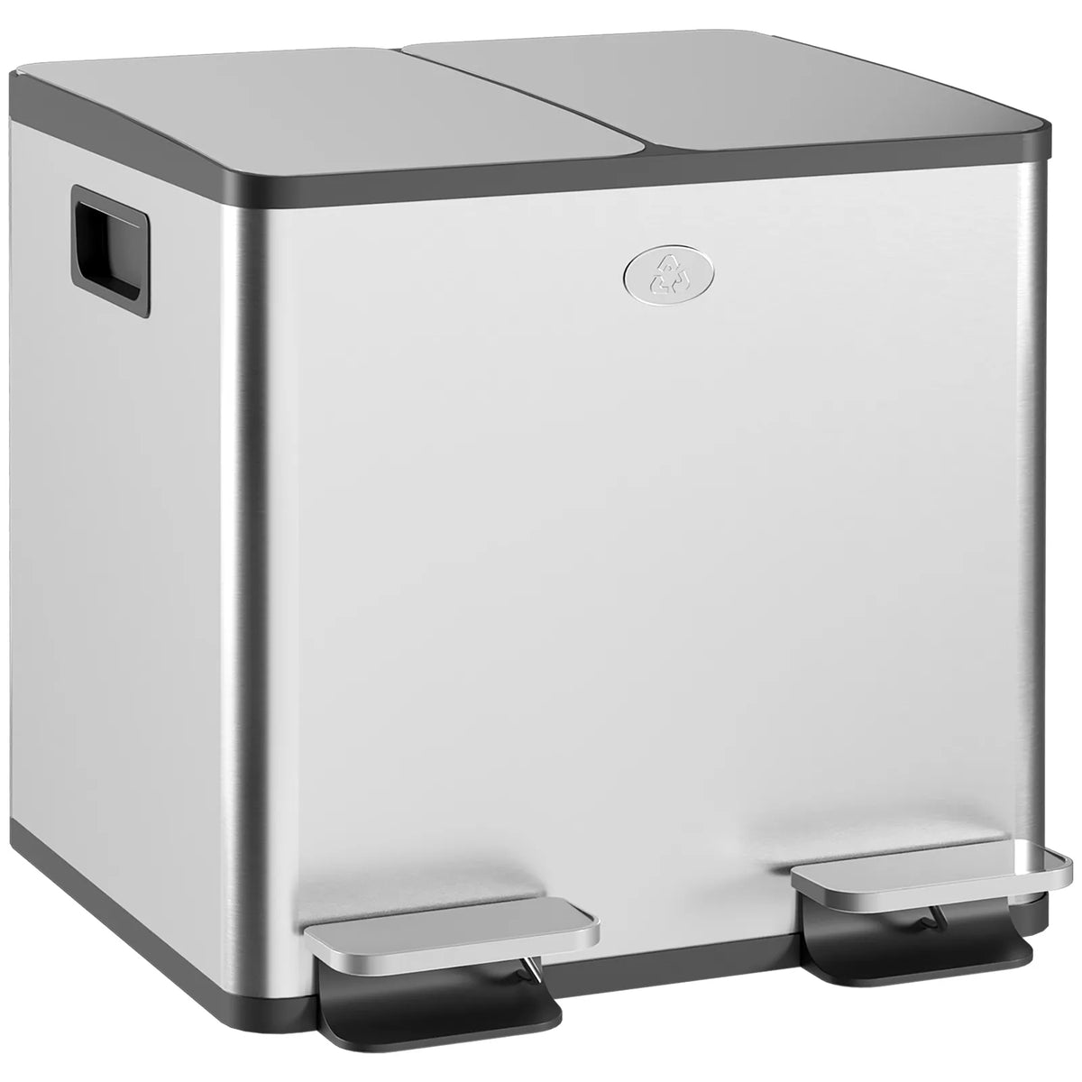 HOMCOM 30L Dual Compartment Pedal Bin with Deodoriser Holders & Soft-Close Lid – Stainless Steel