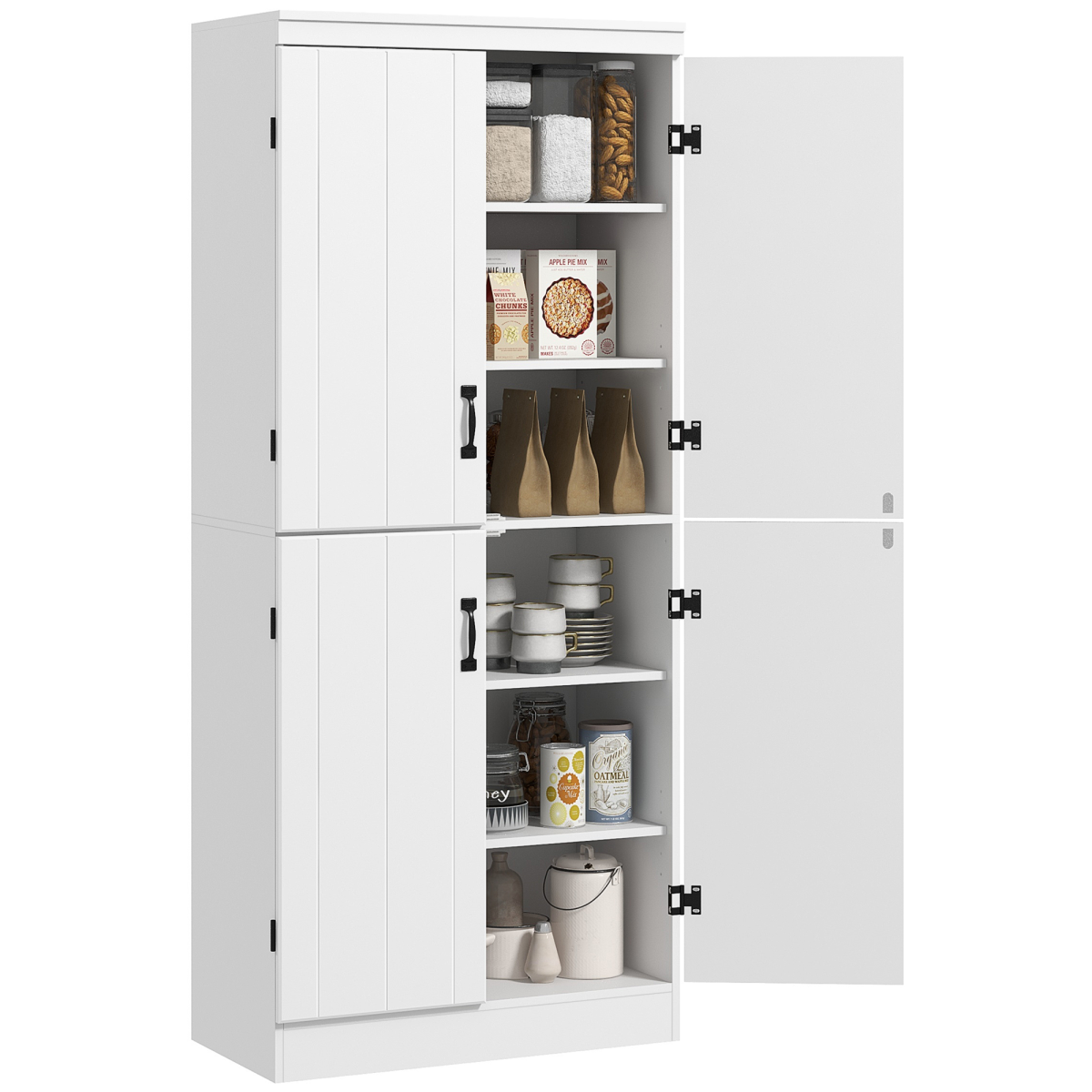 White 4-door kitchen storage cabinet