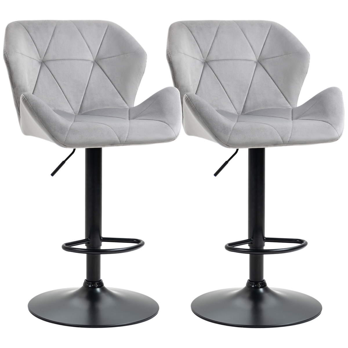 Grey velvet-touch bar stools