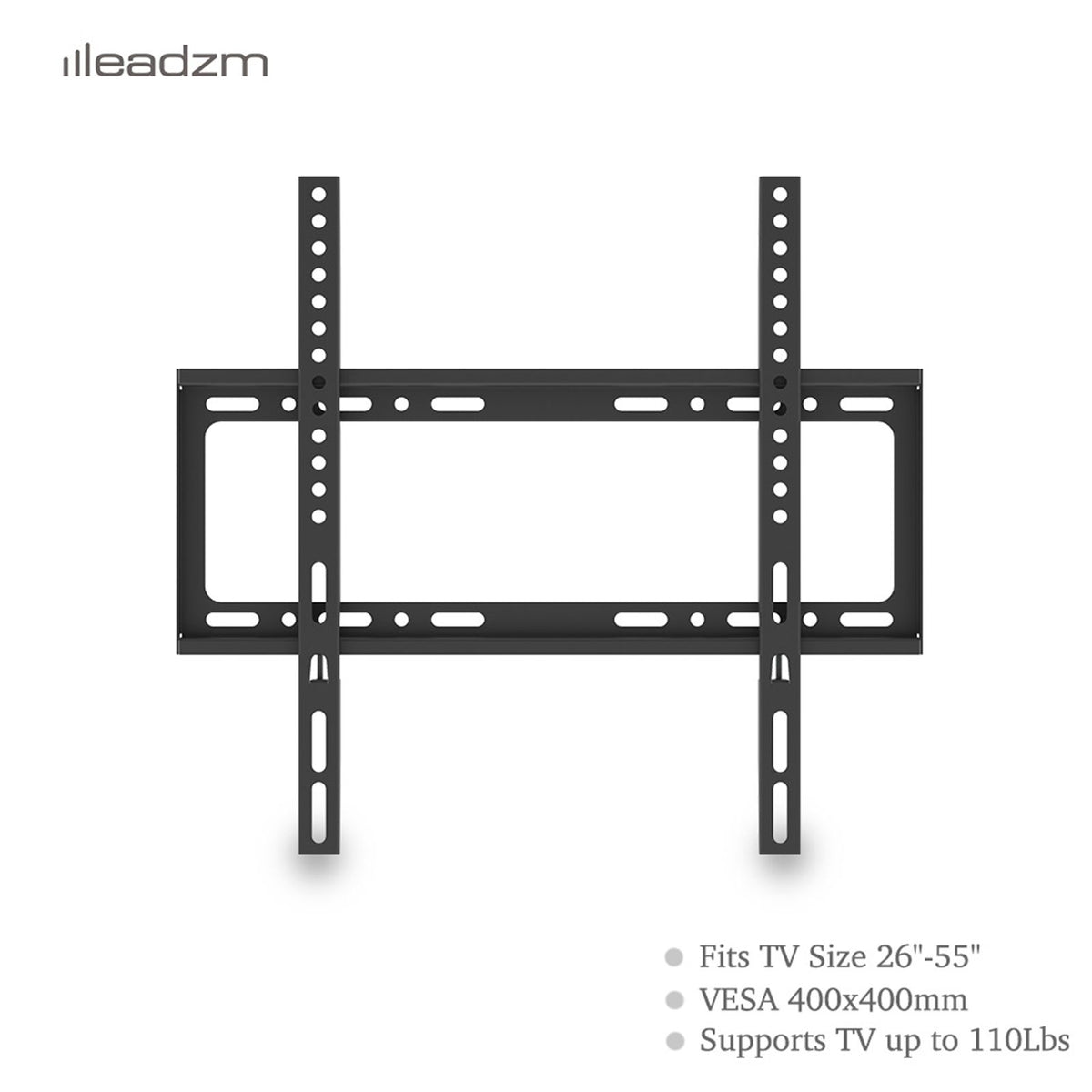 LEADZM TMW4040 TV Wall Mount Bracket for 26-55 Inch TVs with Spirit Level – 50kg Capacity, Black