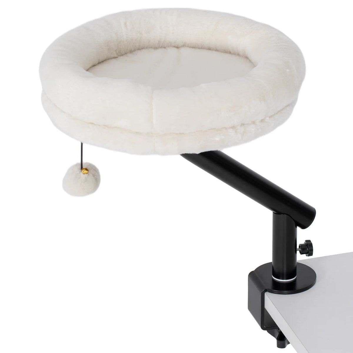 PawHut Cat Desk Bed with 360° Rotation – Adjustable Cat Hammock for Window, Table and Desk, Cream White