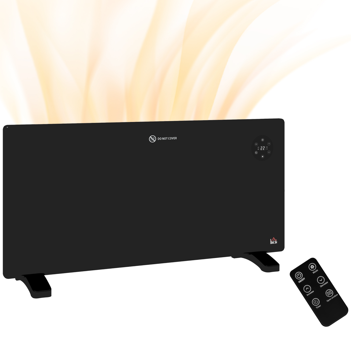 HOMCOM 2000W Electric Convector Heater with LED Display, Remote & Timer – Quiet Freestanding Heater, Black