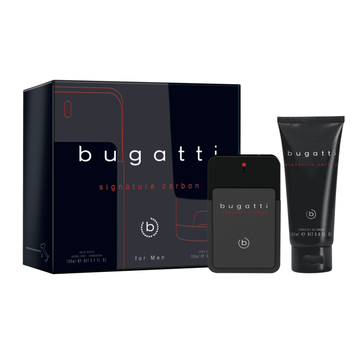 Bugatti Signature Carbon For Men Gift Set – Eau de Toilette Spray 100ml & Shower Gel 200ml