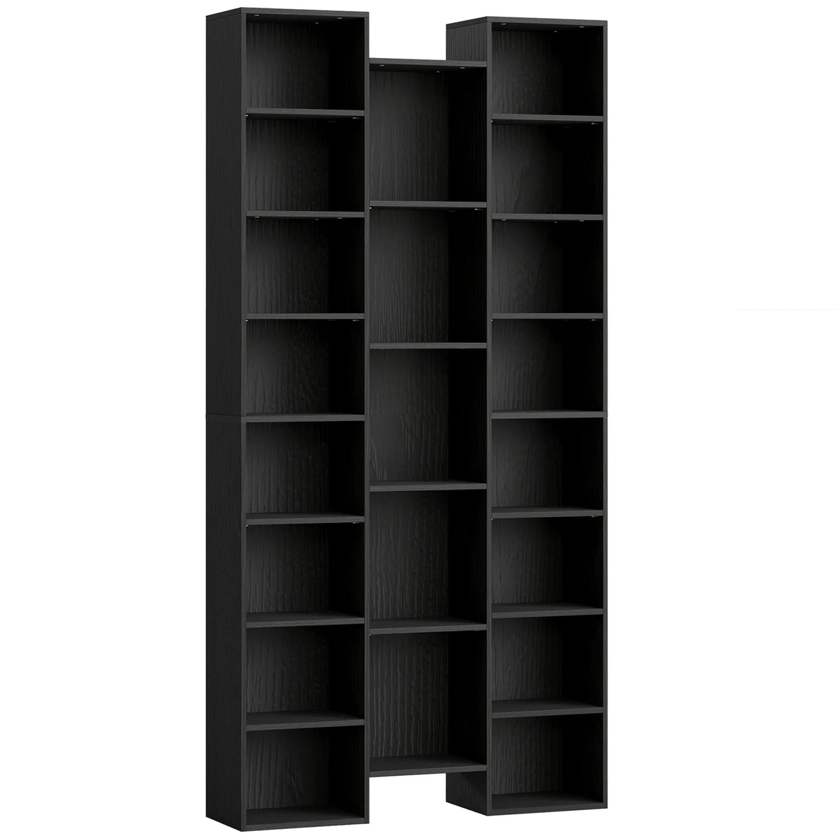 HOMCOM 21-Compartment Tall Bookshelf with 10 Adjustable Shelves and Anti-Tipping Hardware – Black