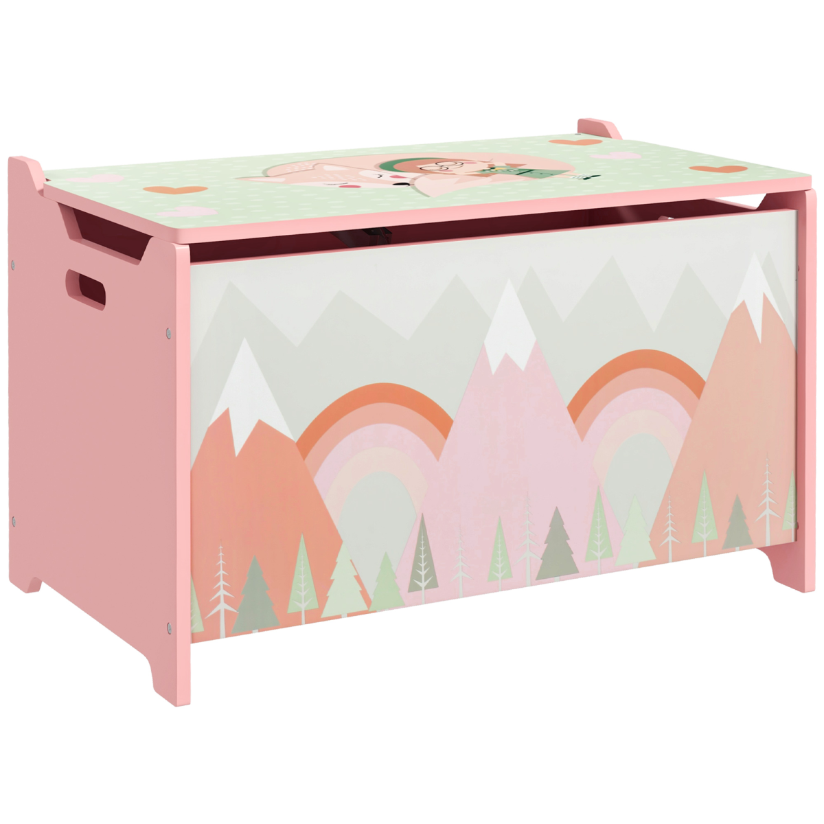 ZONEKIZ Toy Box, Kids Toy Chest with Lid and Safety Hinge – Rounded Corners Storage for Bedrooms & Playrooms, Pink