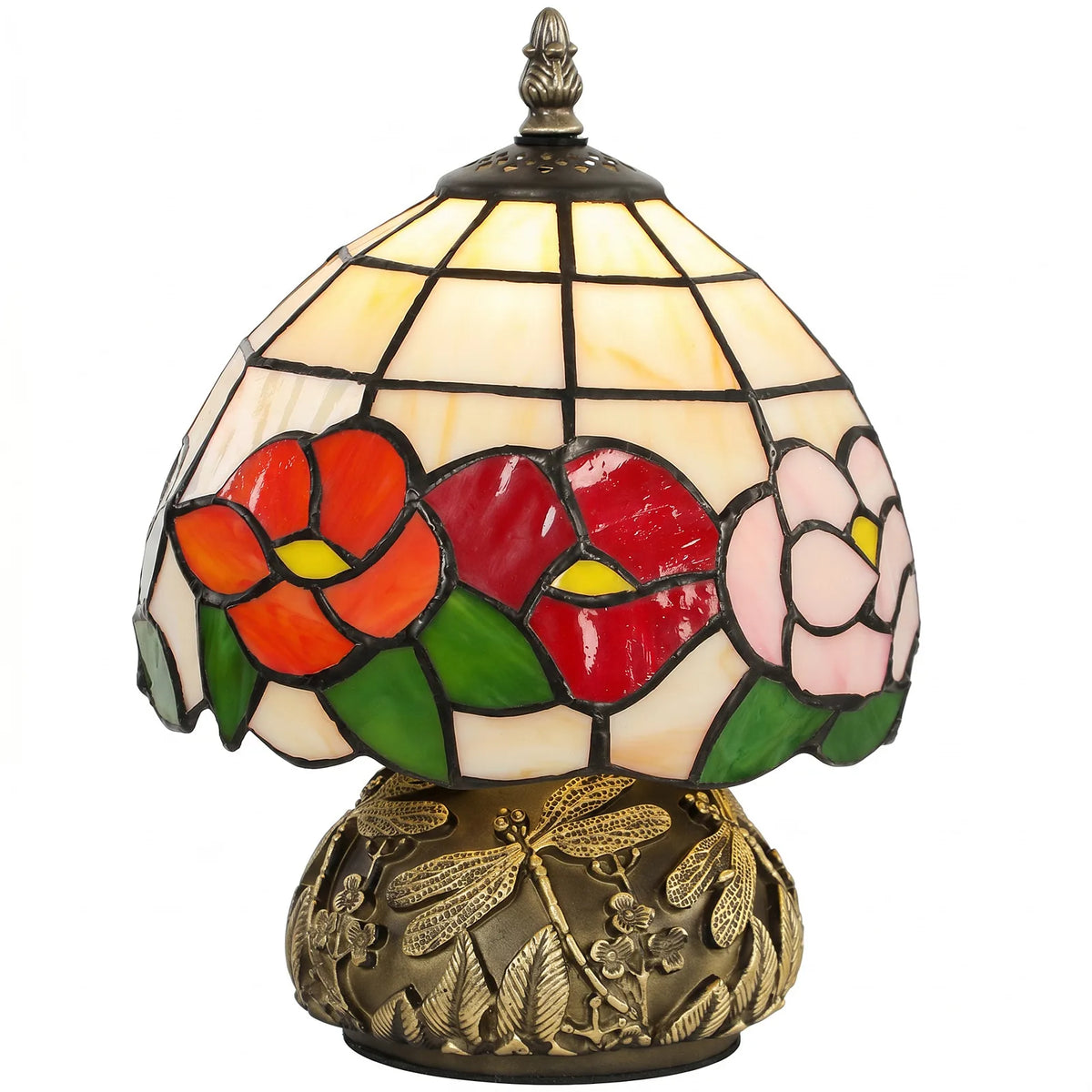 HOMCOM Handcrafted Classic Stained Glass Bedside Lamp