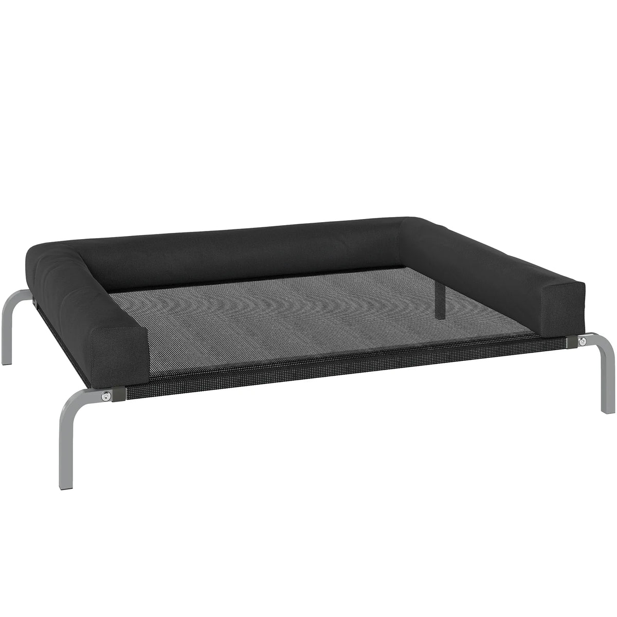 PawHut Elevated Dog Bed with Removable Bolsters – Raised Mesh Pet Cot for Medium Breeds, Indoor & Outdoor, Black
