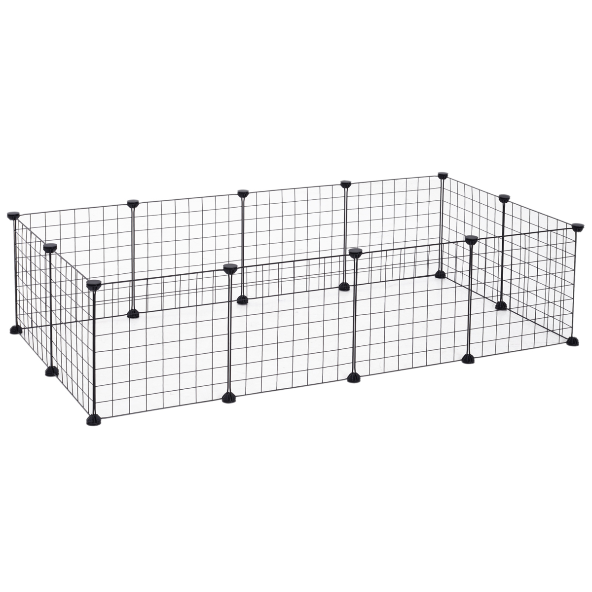 Pawhut 12-Panel Metal Wire Pet Playpen with Non-Slip Connectors – DIY Small Animal Fence, Black
