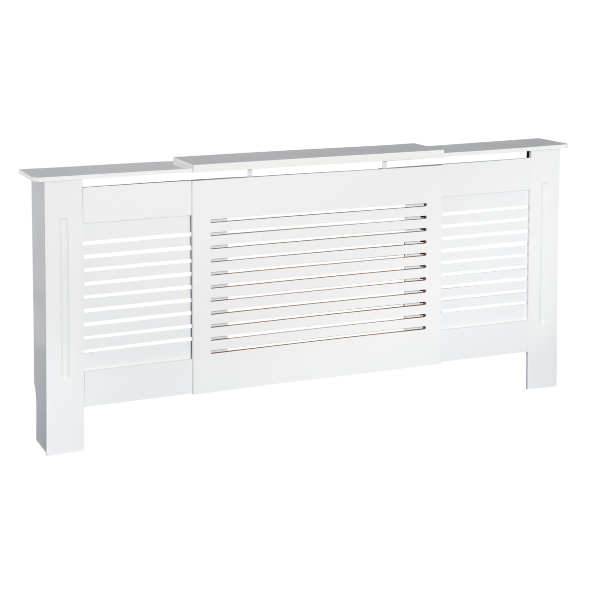 HOMCOM Extendable Radiator Cover with Slatted Design and Top Shelf – MDF Heater Cabinet, White