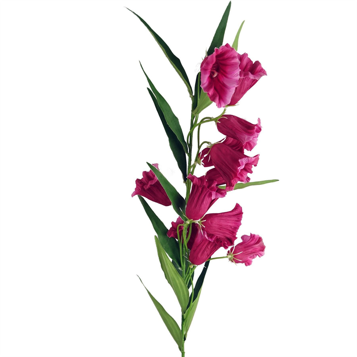 Leaf Trumpet Artificial Flower Stem, 100cm with Silk Flowers and Wired Shapable Stem, Fuchsia Pink