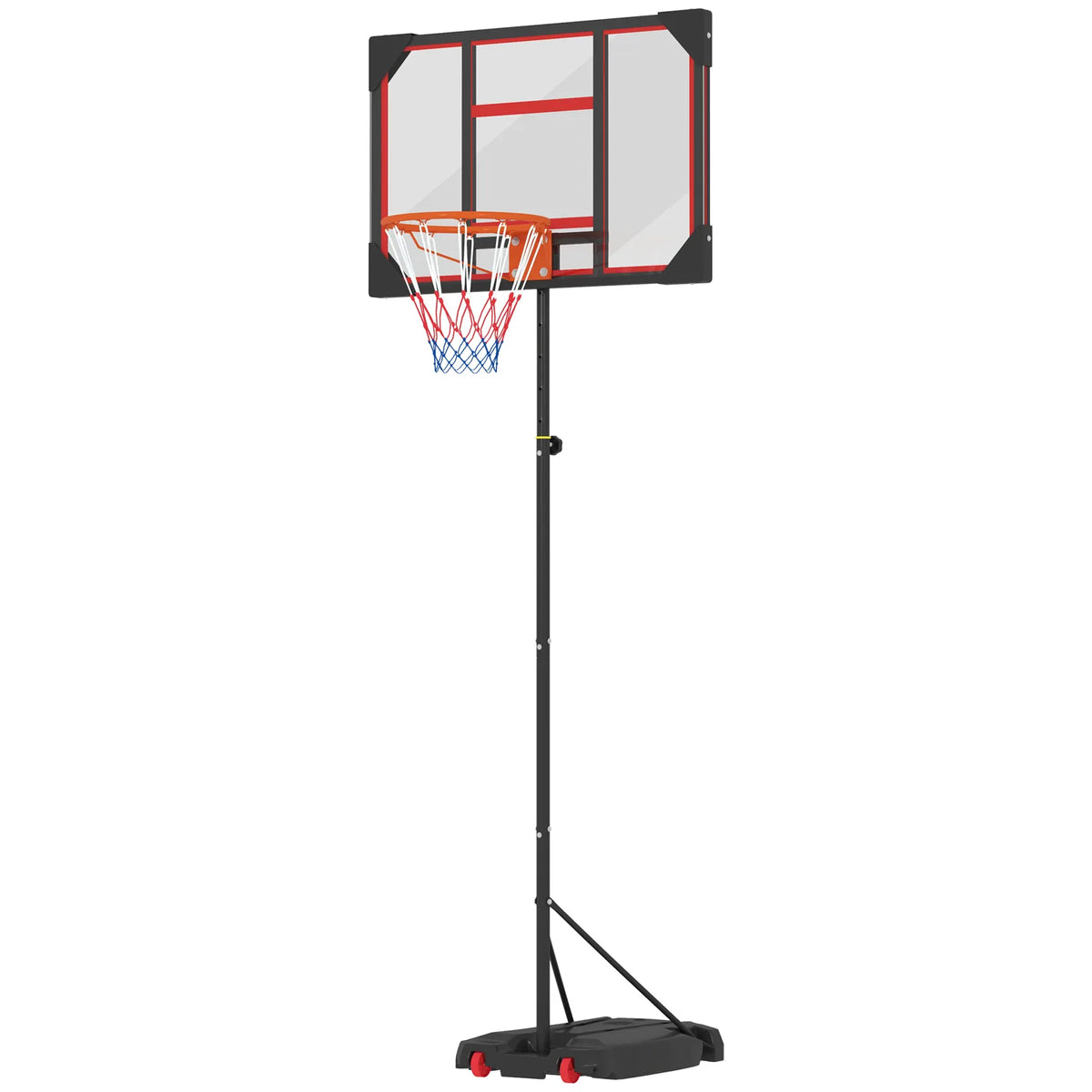 AIYAPLAY Height Adjustable Basketball Hoop 210-260cm with Wheels & Fillable Base – Indoor Outdoor, Red