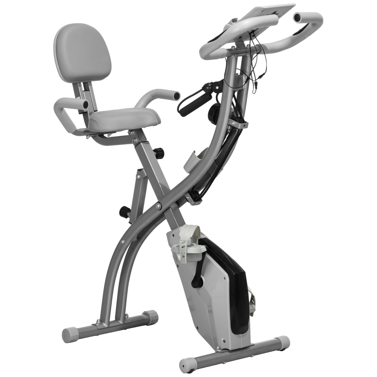 HOMCOM 2-in-1 Upright Exercise Bike with 8-Level Magnetic Resistance & Pulse Sensor – Home Cardio Trainer, Grey