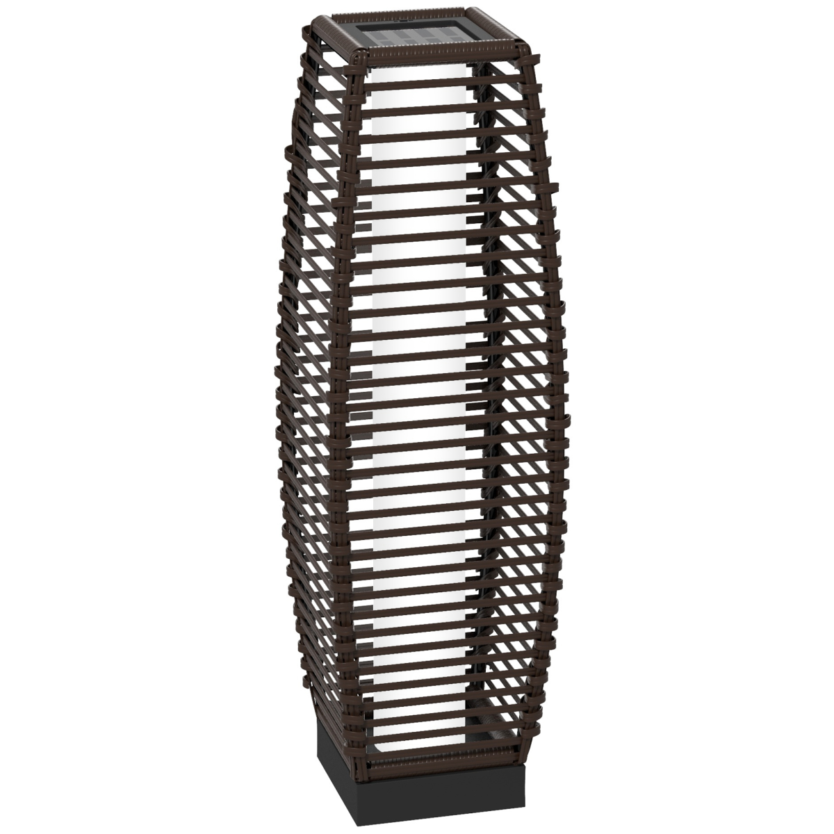 Outsunny Solar Rattan Floor Lamp with Auto On/Off LED & IP44 Water Resistance – Warm White Garden Light, Brown