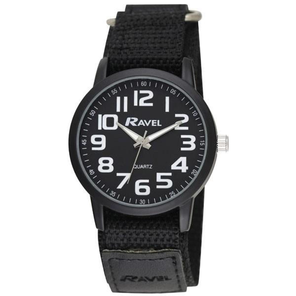 Ravel Men's Velcro Strap Sports Watch, Bold Arabic Easy-Read Dial, 40mm