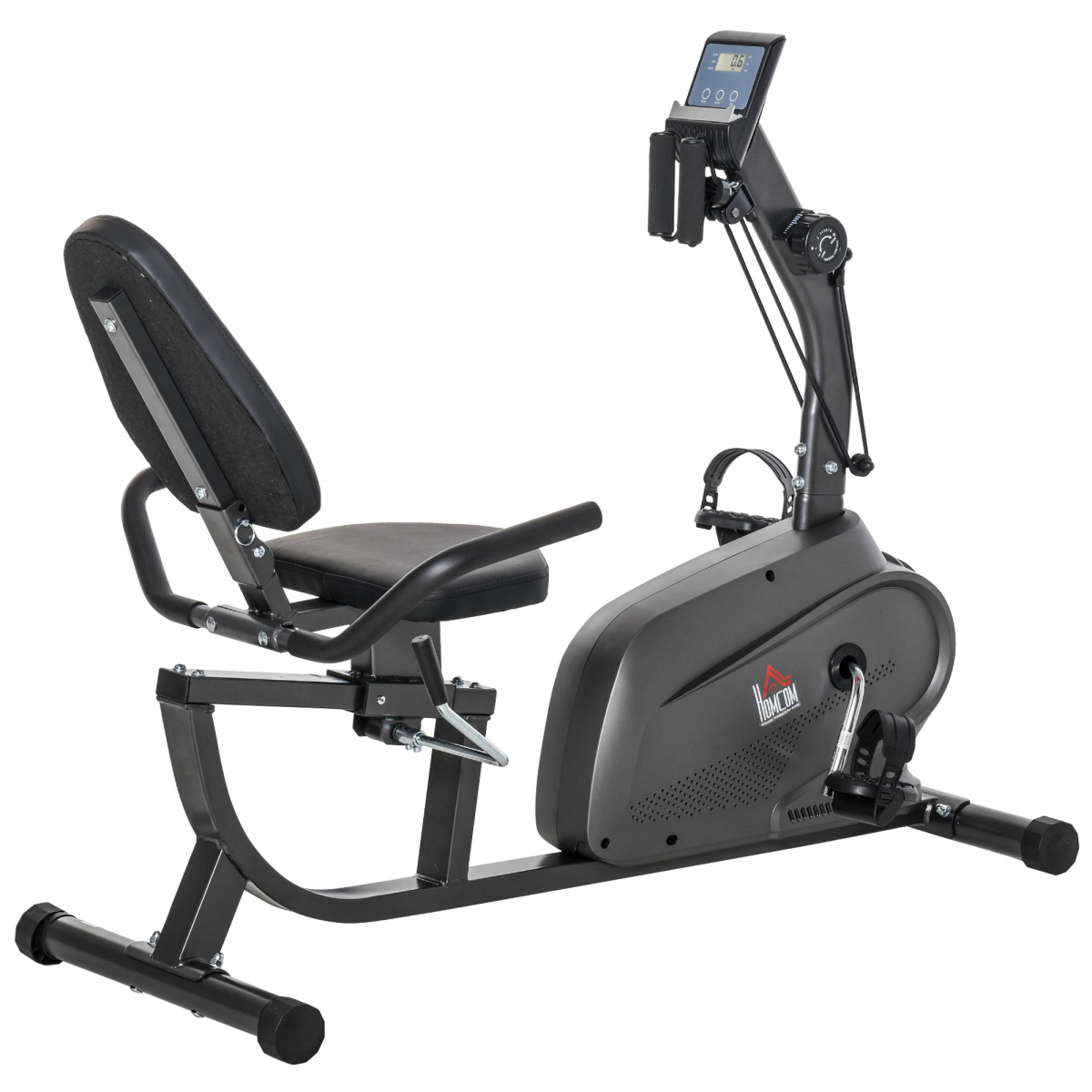 HOMCOM Recumbent Exercise Bike with 8 Magnetic Resistance Levels, LCD Monitor & Tablet Holder – Home Cardio Cycling