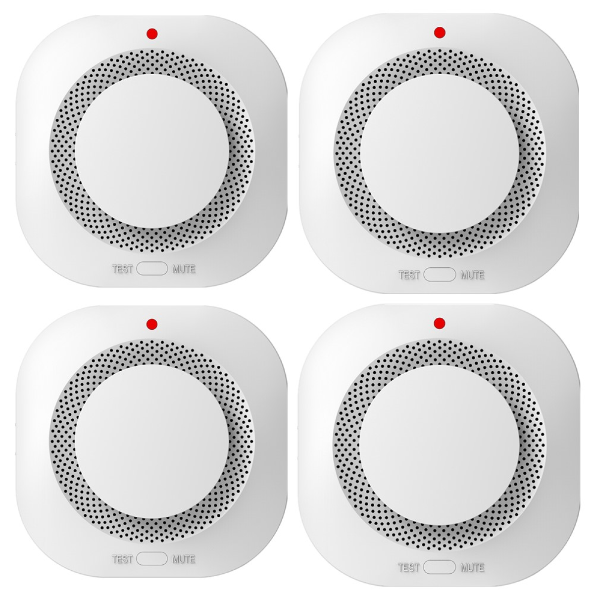 Photoelectric Battery Smoke Alarms, 4 Pack – Wireless Fire Detectors with LED and Sound Warning, Easy Mount