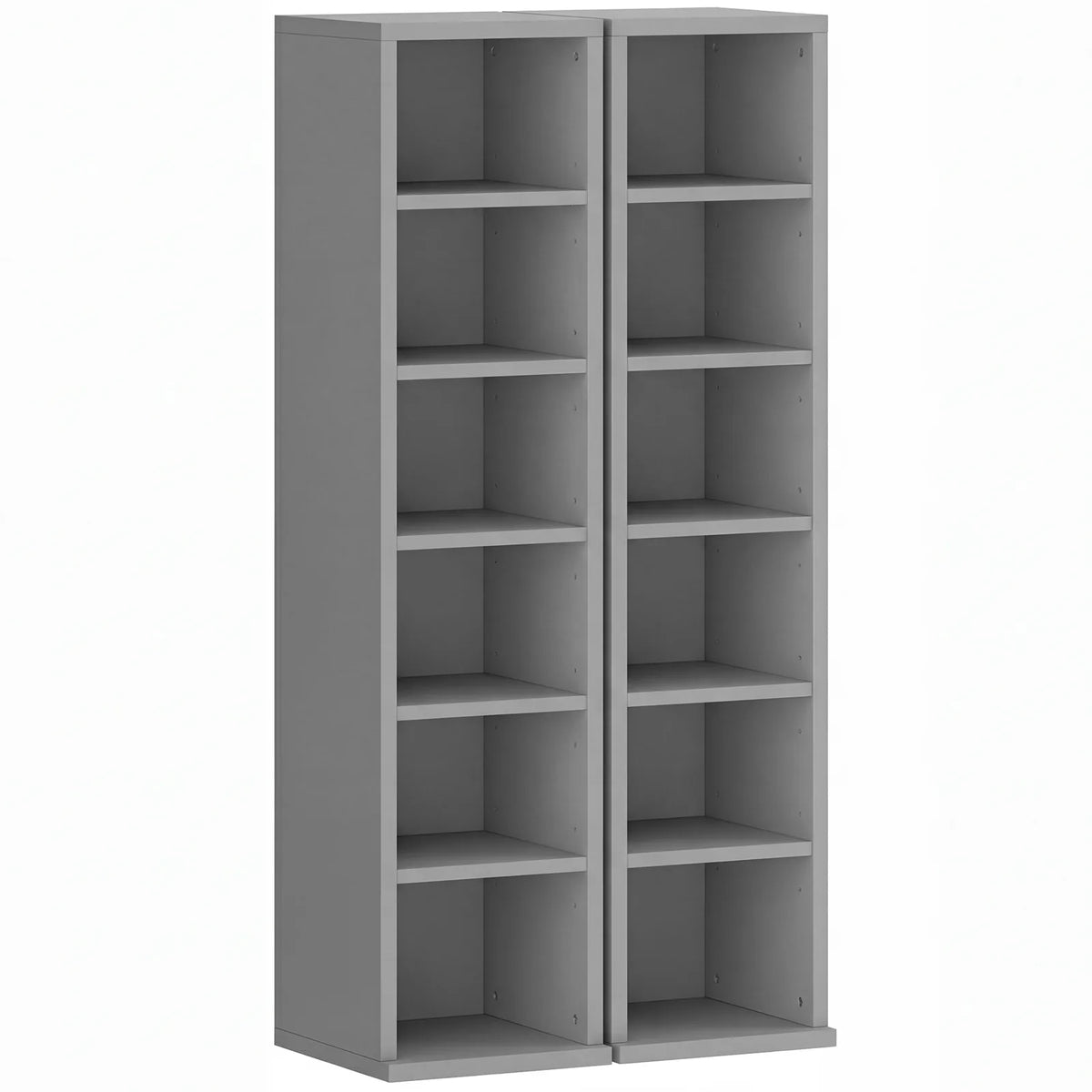 HOMCOM Set of 2 CD Media Storage Towers with Adjustable Shelves, Light Grey