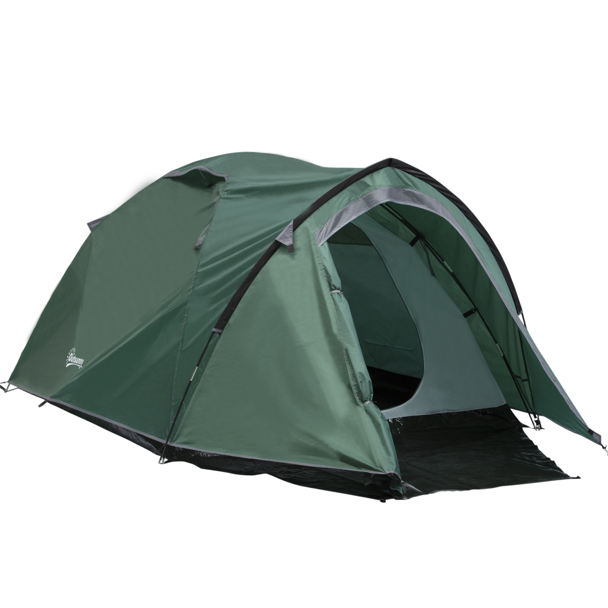 Outsunny 2–3 Person Compact Camping Tent with Vestibule & Mesh Vents – Double Layer Hiking Tent, Green