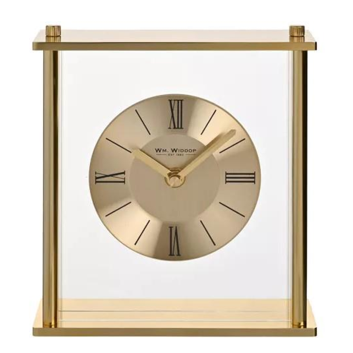 Widdop Square Mantel Clock with Roman Dial & Quartz Movement – Gold Timepiece in Gift Box