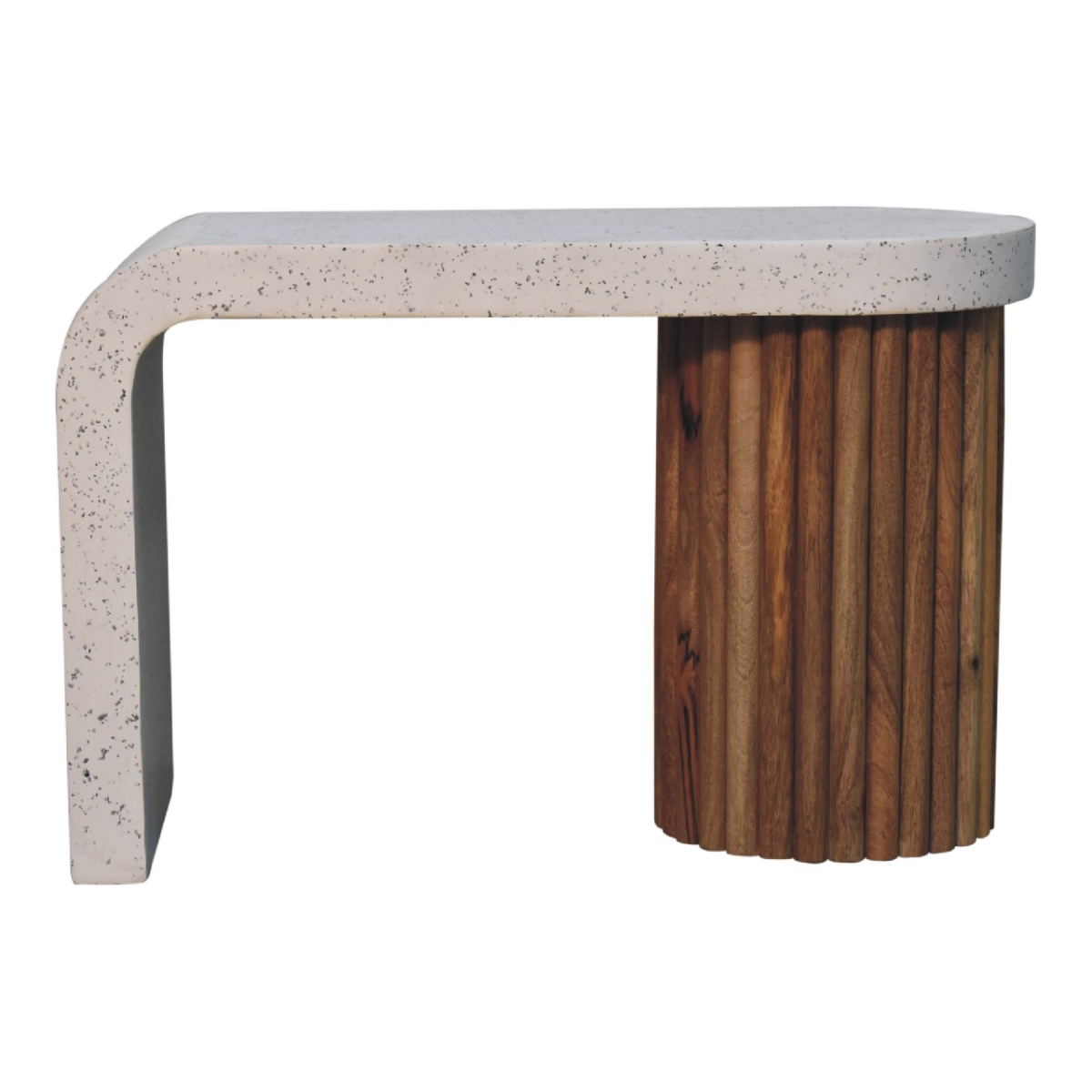 Artisan Furniture Solid Wood Serenity Coffee Table with White Terrazzo Top – Living Room Centrepiece, Brown & Grey