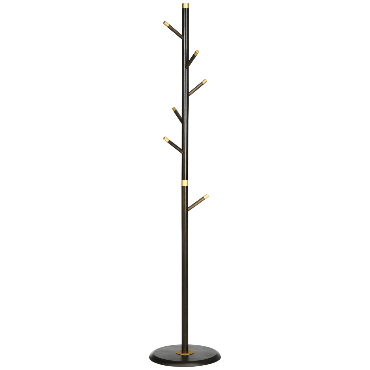 HOMCOM Bamboo Coat Stand with 6 Hooks, 180cm – Free-Standing Hall Tree with Gold-Tone Accents